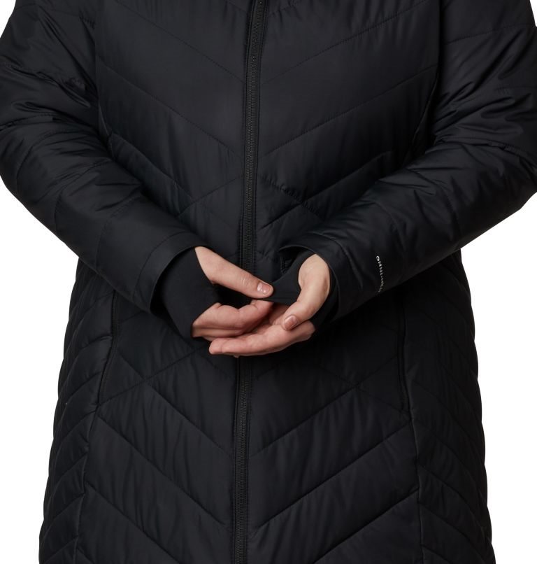 Women's Columbia Heavenly Long Hooded Jackets Black | Plus Size CA-W3406